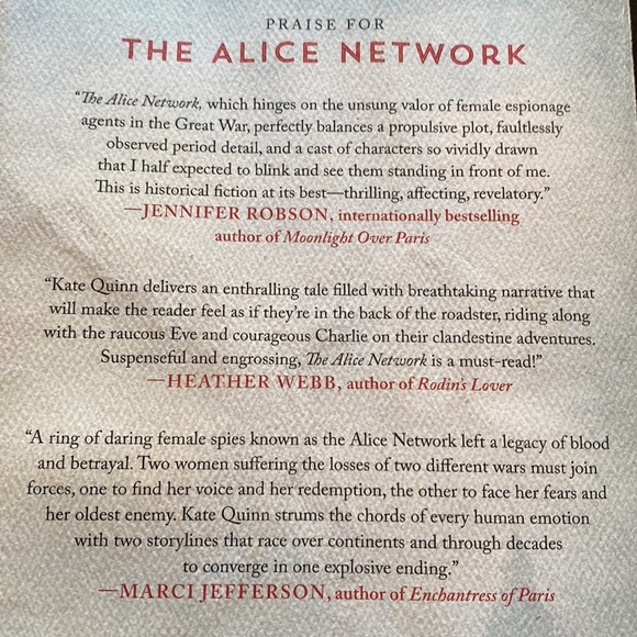 The Alice Network by Kate Quinn - Reese’s Book Club - BESTSELLER - Picture 2 of 3
